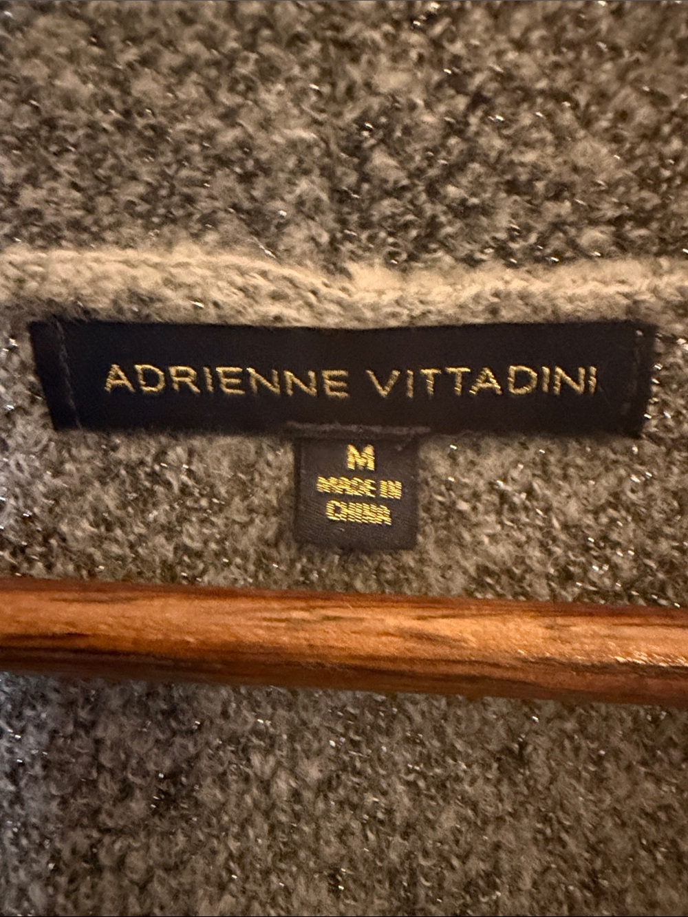 Adrienne Vittadini M Gray Ombre Metallic Lurex Open Front Cardigan Sweater - Picture 4 of 6